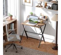 HOMCOM Single Shelf Foldable Computer Desk Rustic Brown - Size: 86.5 cm x 62.0 cm x 81.5 cmcm - Wilko