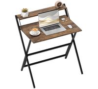 HOMCOM 81.5 cm Folding Computer Desk for Small Spaces Bedroom Rustic Brown, Brown