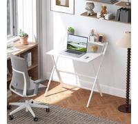 HOMCOM 81.5 cm Folding Computer Desk for Small Spaces Bedroom, White, White