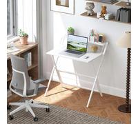 HOMCOM 81.5 cm Folding Computer Desk for Small Spaces Bedroom, White