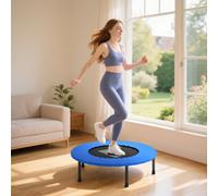 HOMCOM 32" Mini Fitness Trampoline Home Gym with Safety Pad, Blue and Black
