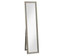 HOMCOM 831-695V00GY Full-Length Farmhouse Mirror - Grey Wood-Effect Frame, Wall or Freestanding, 157H x 37W cm