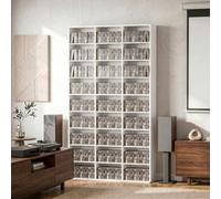 HOMCOM 835 CD/500 DVD Storage Unit, Blu-ray Media Storage Shelf with 27 Compartments and 21 Adjustable Shelves, CD Tower for Living Room, Bedroom, Office, White