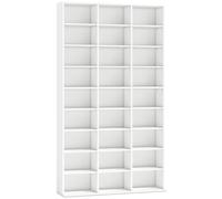 HOMCOM 835 CD/500 DVD Storage Unit, Blu-ray Media Storage Shelf with 27 Compartments and 21 Adjustable Shelves, White