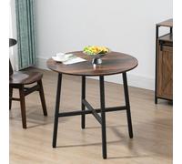 Homcom 85cm Dining Room Table Industrial Style Kitchen Table Round With Steel Legs Rustic Brown