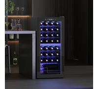 HOMCOM 86L Dual Zone Wine Cooler w/ Adjustable Temperature Control, Black, Black