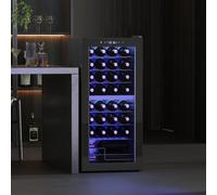 HOMCOM 86L Dual Zone Wine Cooler w/ Adjustable Temperature Control, Black, Black