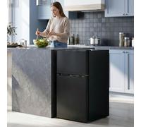 HOMCOM 88L Small Fridge Freezer with 5-Setting Thermostat, Inner Light, Black