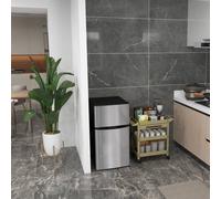 HOMCOM 88L Under Counter Fridge Freezer with 5-Setting Thermostat, Small Fridge with Light, 2 Reversible Doors, Removable Shelves and Ice Box, 3 Star Freezer Rating, E Rated, Black and Silver Tone