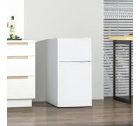 HOMCOM 88L Small Fridge Freezer with 5-Setting Thermostat, Inner Light - White - 45.5W x 50D x 86.5H cm - Under counter fridge freezer