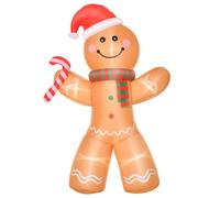 Homcom 8Ft Christmas Inflatable Gingerbread Man Lighted Home Indoor Outdoor In Yellow Yellow
