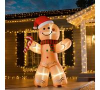HOMCOM 8ft Christmas Inflatable Gingerbread Man Lighted Indoor Outdoor Décor - 8ft