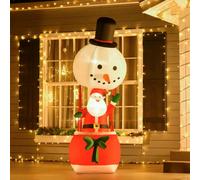 Homcom 8Ft Christmas Inflatable Santa Claus On Snowman Hot Air Balloon W/ Light