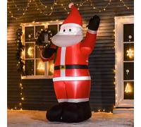 HOMCOM 8ft Lighted Christmas Inflatable Santa Claus Gift Bag Yard Decoration
