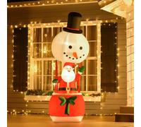 Homcom 8Ft Christmas Inflatables Santa Claus On Hot Air Balloon Light Up In Red Red One Size