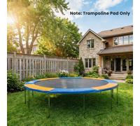 HOMCOM 8ft Yellow and Blue Thick Foam Spring Cover Trampoline Safety Pad - Size: 1.5 x 244 x 244cm - Wilko