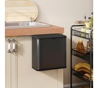 HOMCOM 8L Hanging Kitchen Bin Stainless Steel Press-to-Open Lid Black
