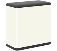 HOMCOM 8L Hanging Kitchen Bin, Stainless Steel Rubbish bin with Press-to-Open and Stay-Open Lid, Removable Inner Bucket for Kitchen Cabinet Door, Under Sink, Bedroom, Office, Cream White
