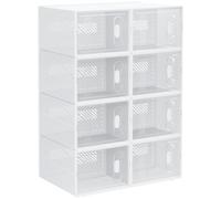 HOMCOM 8 Piece Stackable Clear Plastic Shoe Storage Box for Size 8.5/43