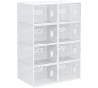 HOMCOM 8PCS Clear Shoe Box, Plastic Stackable Shoe Storage Box for UK/EU Size up to 8.5/43 with Magnetic Door for Women/Men, 25 x 35 x 19cm Clear