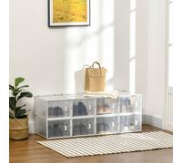 Homcom 8Pcs Stackable Clear Plastic Shoe Storage Box For Uk/eu Size 12/46 Clear One Size