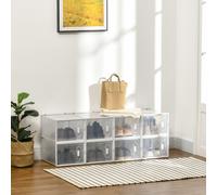 HOMCOM 8PCS Stackable Clear Plastic Shoe Storage Box for UK/EU Size 12/46 HOMCOM Clear