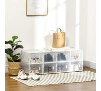 HOMCOM 8PCS Stackable Clear Plastic Shoe Storage Box for UK/EU Size 8.5/43 | Size: 8 Pack HOMCOM Clear 8 Pack