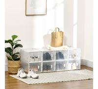 HOMCOM 8PCS Stackable Clear Plastic Shoe Storage Box for UK/EU Size 8.5/43 | Size: 8 Pack HOMCOM Clear 8 Pack