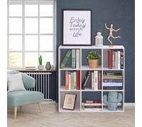 HOMCOM Wooden 9 Cube Storage Cabinet Unit 3 Tier Bookcase Shelves in White HOMCOM White