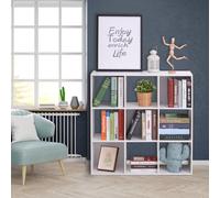 HOMCOM 9 Cube Medium Height Storage Unit Bookcase Display Shelves White, White