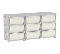 HOMCOM 9 Drawers Plastic Kids Storage Units 3 Tier Children Toy Chest Cream | Nursery, Playroom, Bedroom, Toy Storage Unit