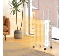 9 Fin Portable Oil Filled Radiator - Electric Heater With Safety Cut Off - White - HOMCOM | TJ Hughes