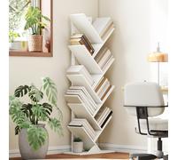 HOMCOM 9-Tier Tree Bookshelf with Steel Frame for Living Room, White