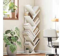 HOMCOM 9-Tier Tree Bookshelf with Steel Frame for Living Room, White