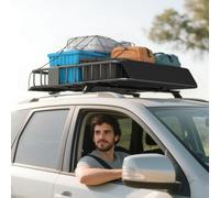 HOMCOM 90.7 kg Universal Roof Rack Basket, Steel Car Rooftop Luggage Holder in Black HOMCOM Black