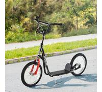 HOMCOM 90-96cm Kids Kick Scooter w/ Adjustable Handlebar Inflatable Wheels Black