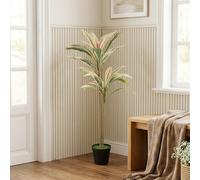 HOMCOM 90 cm Artificial Cordyline Tree in Moss Effect Pot, Yellow