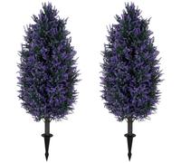 HOMCOM 90 cm Artificial Lavender Flowers with Stakes 642 Blossoms Set of 2