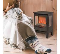 HOMCOM 1800W Tempered Glass Electric Fireplace Heater Black