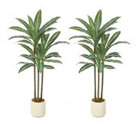 HOMCOM 90cm Artificial Dracaena Trees Set of 2 Bendable Trunks, Green