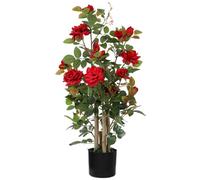 HOMCOM Artificial Rose Tree with 344 Silk Leaves & 17 Flowers - Red - Set of 1