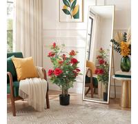 Homcom 90Cm Artificial Rose Tree With 344 Silk Leaves And 17 Flowers In Red Red One Size