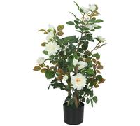 Homcom 90Cm Artificial Rose Tree With 344 Silk Leaves And 17 Flowers, White White