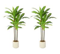 HOMCOM 90cm Lifelike Fake Tree, Artificial Dracaena Tree with Bendable Trunks, Green