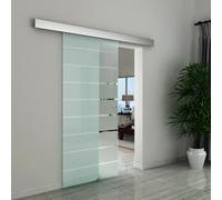 Homcom 90Cm Sliding Glass Door Set Frosted Stripe W/ Handle Living Room Office