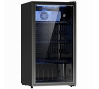HOMCOM 90L Drinks Fridge, 139 Can Under Counter Freestanding Beer Fridge with LED Light