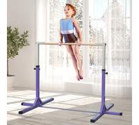 HOMCOM Adjustable Kids Gymnastics Bar Horizontal Training Steel Frame Purple