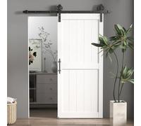 HOMCOM 92 x 213 cm Sliding Barn Door with 152 cm Door Hardware Kit White
