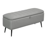 HOMCOM 92 x 31cm Linen-Look Storage Ottoman - Light Grey