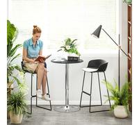 Adjustable Round Bistro Bar Table PU Leather Top Steel Base Bistro HOMCOM Black One Size